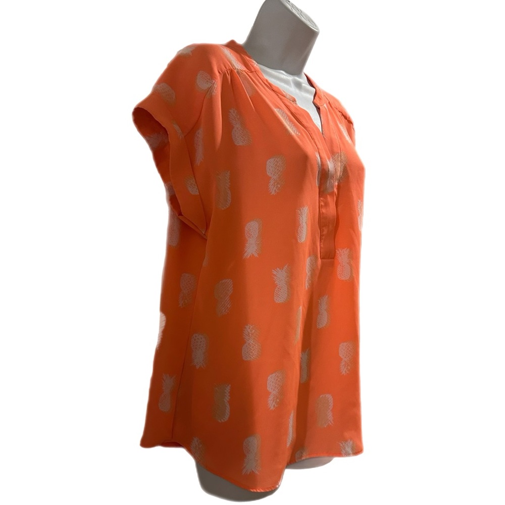 APT 9. Women's Neon Pineapple short sleeve Chiffon Blouse - Picture 2 of 7